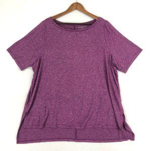 Lane Bryant Women's Plus Size 22/24 Purple Short Sleeve Side Vent High Low Top
